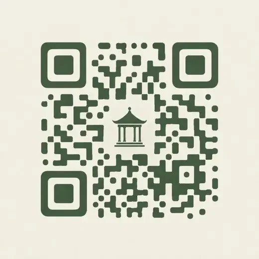 黄豆短剧无广告 APP 扫码下载示意图，松绿色庭台纹样